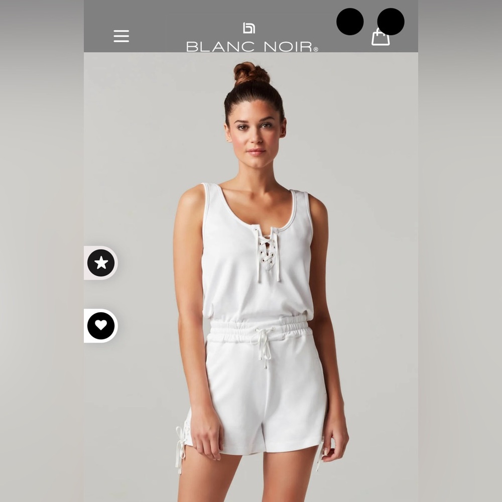 Blanc Noir - Lace Up Romper - White